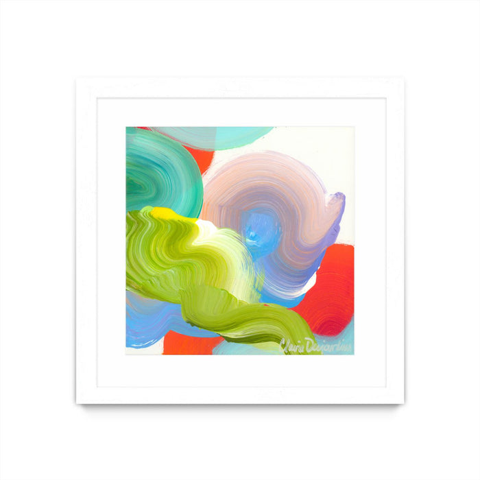 Œuvre d’art murale encadrée blanche et mate « Vav 05 » 30 x 30