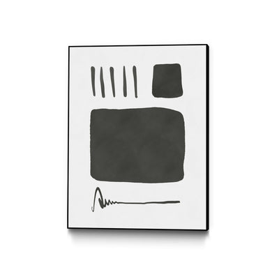 "Square Mind" Canvas Framed Black 24x32 Wall Art