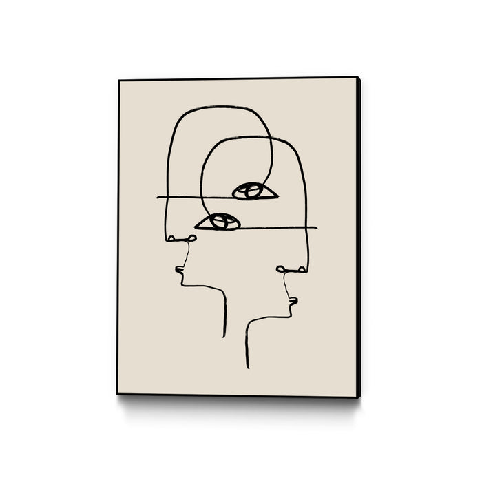 Œuvre d’art murale sur toile encadrée noire « Faces » 30 x 40