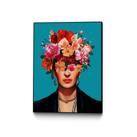 Œuvre d'art murale sur toile encadrée noire « Frida's Flowers » 24 x 32