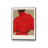 Œuvre d'art murale sur toile encadrée noire « Woman In Red » 18 x 24