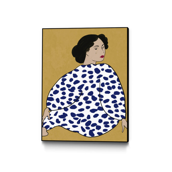 Œuvre d’art murale sur toile encadrée noire « Happy Girl » 30 x 40