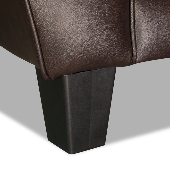 Sofa Curt de 85 po en cuir véritable avec capitonnage à boutons - brun