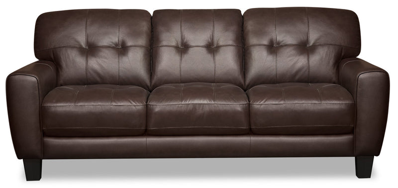Curt Genuine Leather Sofa - Brown - {Modern}, {Retro} style Sofa in Brown {Solid Woods}