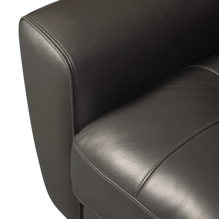 Fauteuil Curt de 41 po en cuir véritable avec capitonnage à boutons - gris