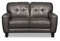  Causeuse Curt en cuir véritable - grise 