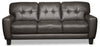 Sofa Curt en cuir véritable - gris