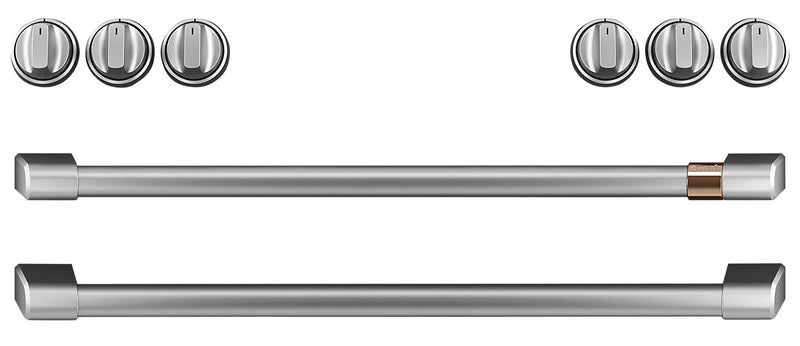 Café Gas Range Brushed Stainless Steel Knobs and Handles Set - CXFCGHKPMSS - Accessory Kit in Brushed Stainless