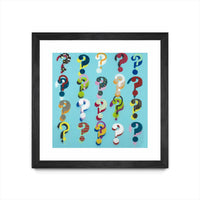 Œuvre d’art murale encadrée noire et mate « Pop The Question » 30 x 30