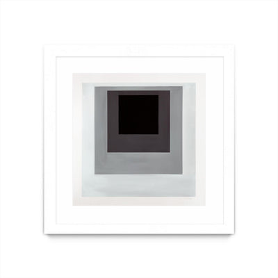 "Inside Box Thinker" Matted and Framed White 36x36 Wall Art