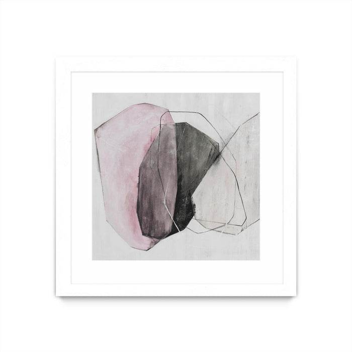 Œuvre d’art murale encadrée blanche et mate « Tickled With Pink » 30 x 30