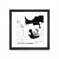 Œuvre d’art murale encadrée noire et mate « Traces Of Silver Iii » 30 x 30