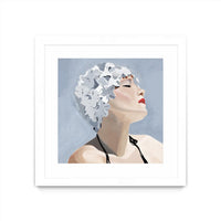 Œuvre d’art murale encadrée blanche et mate « Getting My Tan On » 30 x 30