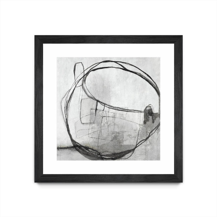 Œuvre d’art murale encadrée noire et mate « Lucent Sphere » 36 x 36