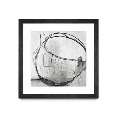 "Lucent Sphere" Matted and Framed Black 30x30 Wall Art