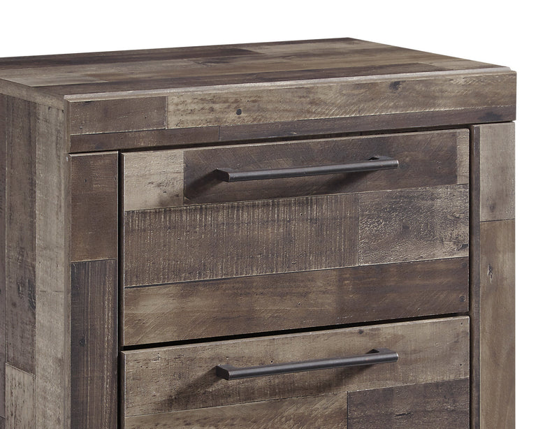 Ensemble de chambre à coucher Derekson 6 pièces avec lit à panneau, commode, miroir et table de nuit, gris - format lit double
