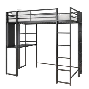 Lit simple mezzanine Alix de Atwater Living Dorel Home en métal avec bureau - noir