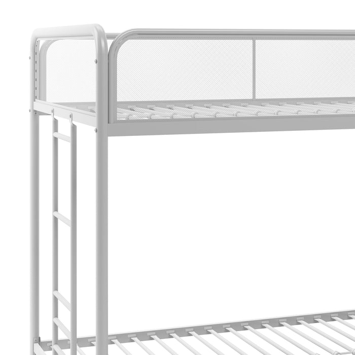 Lits superposés Elia de Atwater Living Dorel Home en métal avec 3 lits simples - blancs