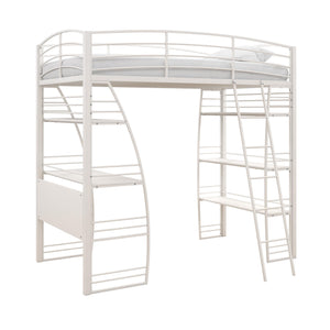Lit simple mezzanine Lynn de Atwater Living Dorel Home avec bureau et tablette intégrés - argenté