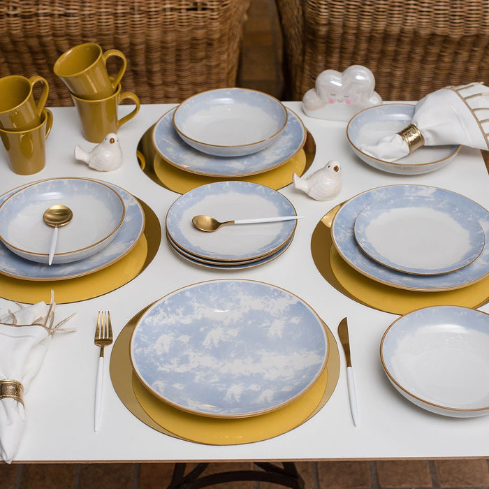 Service de vaisselle Coup 16 pièces - bleu et jaune