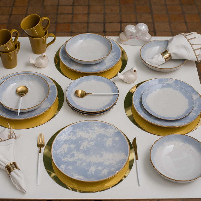 Service de vaisselle Coup 16 pièces - bleu et jaune