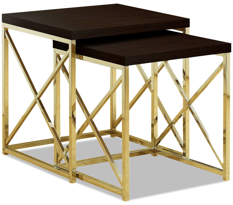 Emery Nesting Tables - Cappuccino and Gold