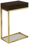 Table de fauteuil Emery avec tiroir - cappuccino et dorée