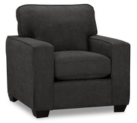  Fauteuil Fiona de 36,5 po fabriqué au Canada en tissu de chenille avec accoudoirs rectilignes - gris