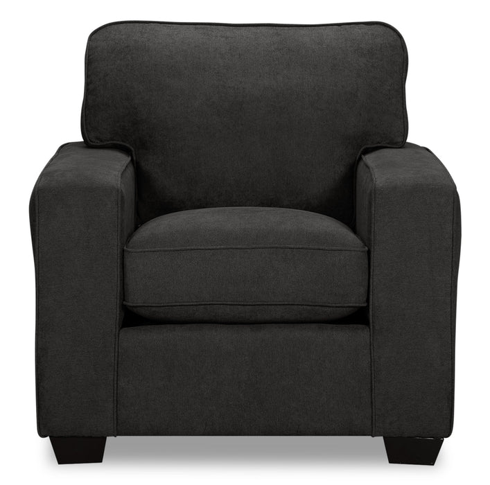 Fauteuil Fiona de 36,5 po fabriqué au Canada en tissu de chenille avec accoudoirs rectilignes - gris