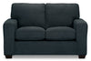 Causeuse Fiona de 58 po fabriquée au Canada en tissu de chenille avec accoudoirs rectilignes - bleu marine