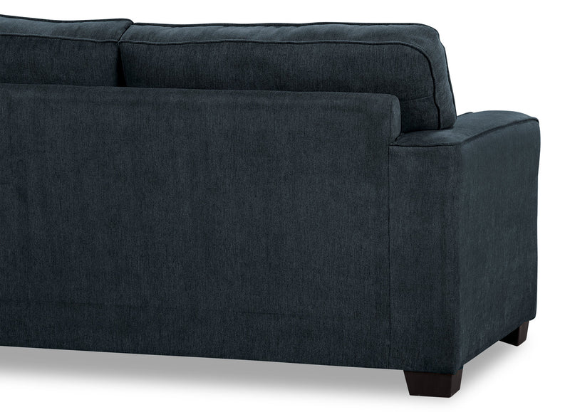 Sofa-lit double Fiona de 74 po fabriqué au Canada en tissu de chenille avec accoudoirs rectilignes - bleu marine