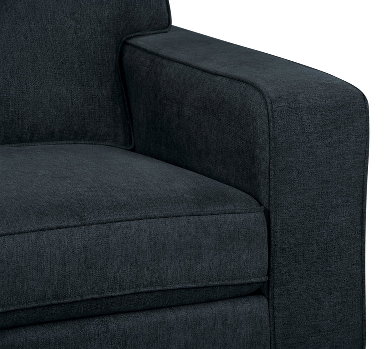 Sofa-lit double Fiona de 74 po fabriqué au Canada en tissu de chenille avec accoudoirs rectilignes - bleu marine