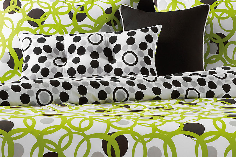 Ensemble de housse de couette Full Circle vert Réversible pour lit simple
