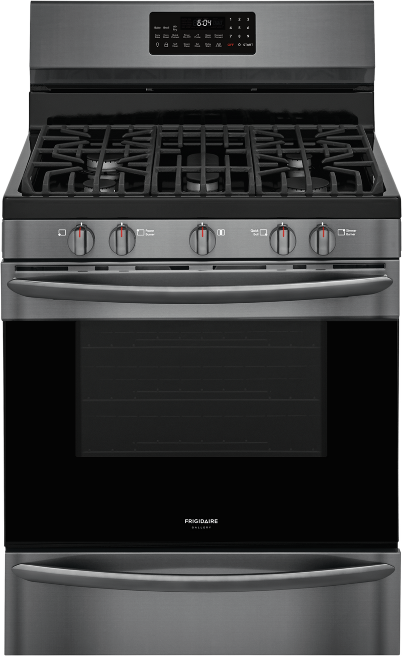 Frigidaire Gallery 5 Cu. Ft. Freestanding Gas Range with Air Fry - GCRG3060AD - Gas Range in Smudge-proof Black Stainless Steel