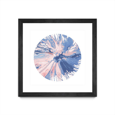 "Spin Art 21" Matted and Framed Black 36x36 Wall Art