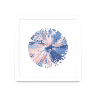"Spin Art 21" Matted and Framed White 30x30 Wall Art