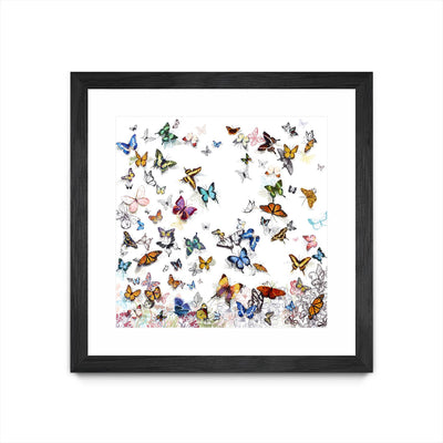 "Papillon" Matted and Framed Black 30x30 Wall Art