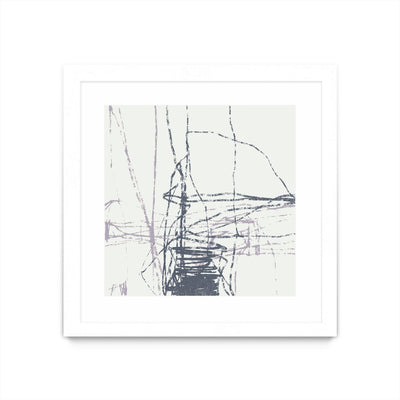 "Chalk Doodles G" Matted and Framed White 30x30 Wall Art