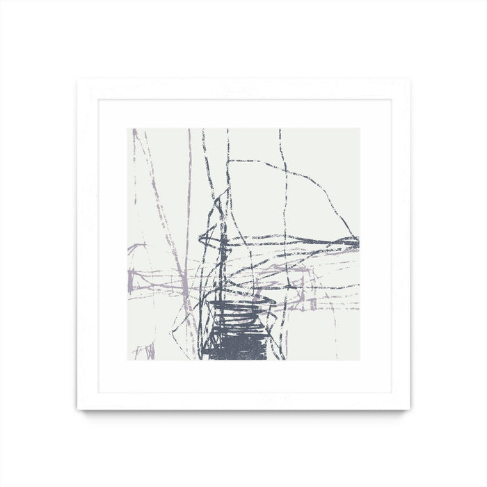 Œuvre d’art murale encadrée blanche et mate « Chalk Doodles G » 30 x 30