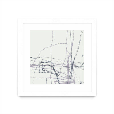 "Chalk Doodles H" Matted and Framed White 36x36 Wall Art