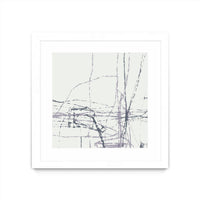 Œuvre d’art murale encadrée blanche et mate « Chalk Doodles H » 30 x 30