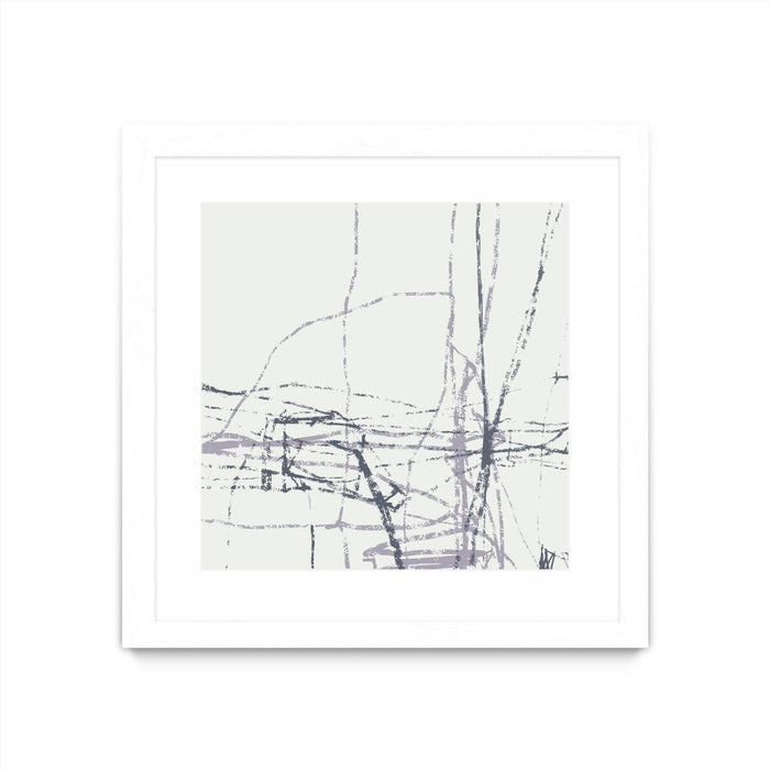 Œuvre d’art murale encadrée blanche et mate « Chalk Doodles H » 30 x 30