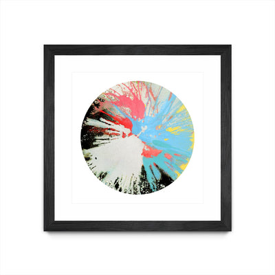 "Spin Art 10" Matted and Framed Black 36x36 Wall Art