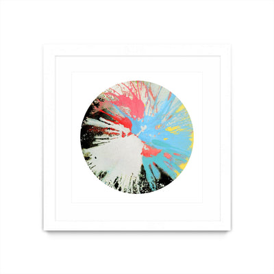 "Spin Art 10" Matted and Framed White 30x30 Wall Art
