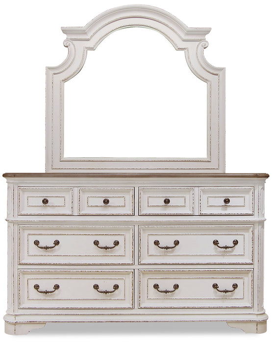 Miroir de commode de chambre à coucher Grace - blanc antique