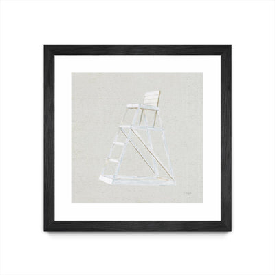 "Serene Seaside Ii Tan" Matted and Framed Black 36x36 Wall Art