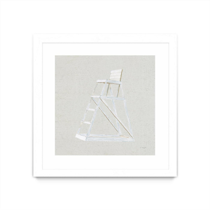 Œuvre d’art murale encadrée blanche et mate « Serene Seaside Ii Tan » 36 x 36