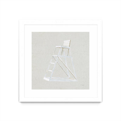 "Serene Seaside Ii Tan" Matted and Framed White 30x30 Wall Art