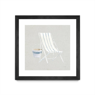 "Serene Seaside Iii Tan" Matted and Framed Black 36x36 Wall Art