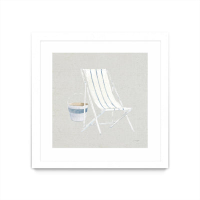 "Serene Seaside Iii Tan" Matted and Framed White 30x30 Wall Art